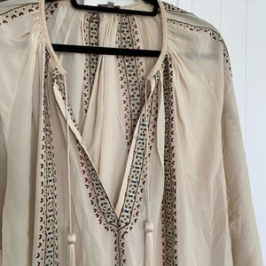 Cream embroidered peasant top Southwest style boHo style Western